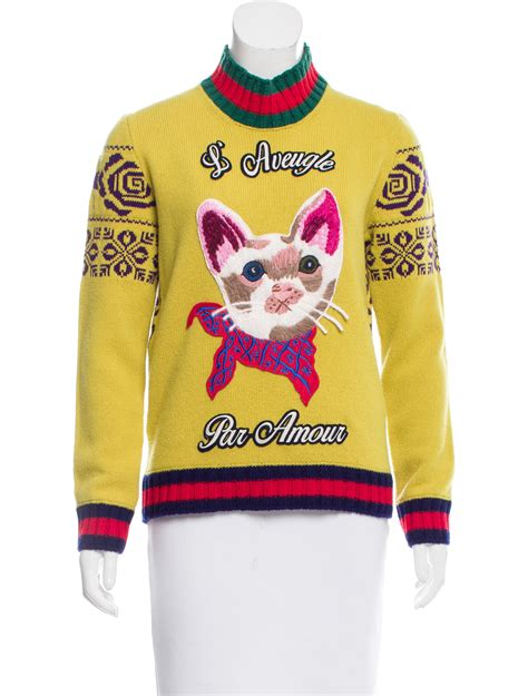 l aveugle par amour gucci sweater|Gucci “l'aveugle Par Amour'”. Red & Gold sweater M .